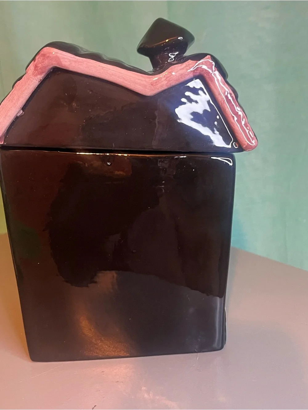 Black and Orange Haunted Ceramic House Candy Jar by
